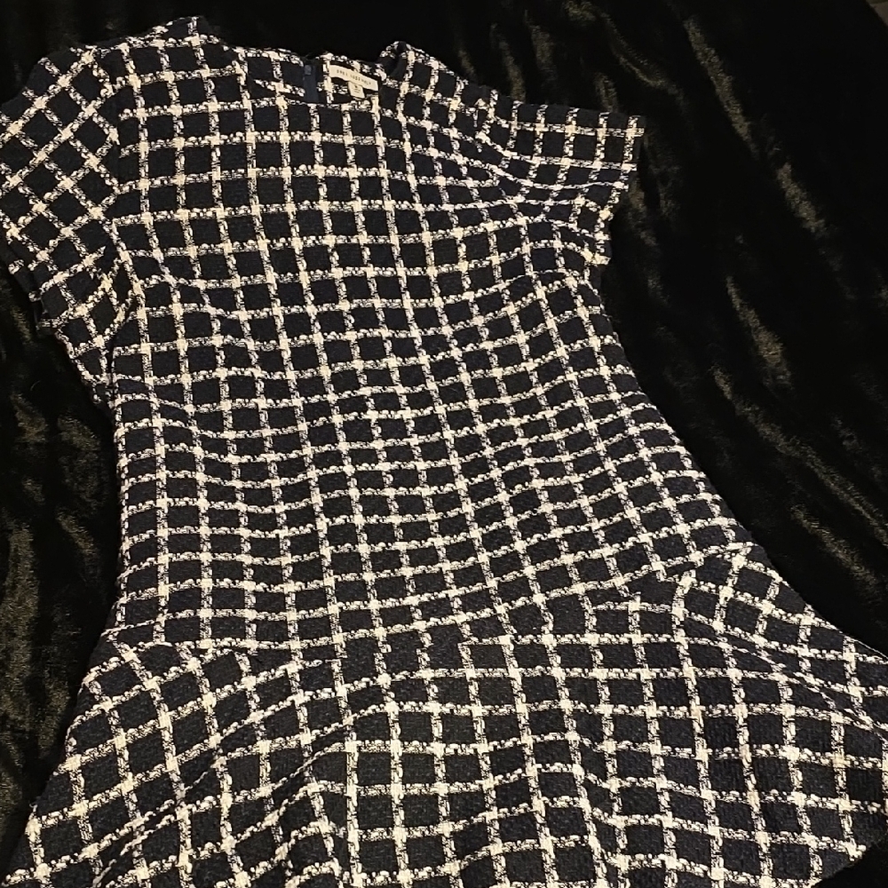 Chic Black and White Checkered Twill Dress